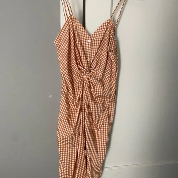Zara Orange Checkered Midi Dress - Picture 2 of 2